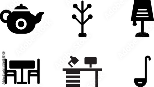 Modern Rounded Filled Home Stuff Icon Set