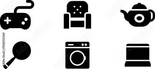 Modern Rounded Filled Home Stuff Icon Set