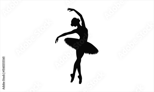 Elegant ballerina performing a graceful dance in silhouette style