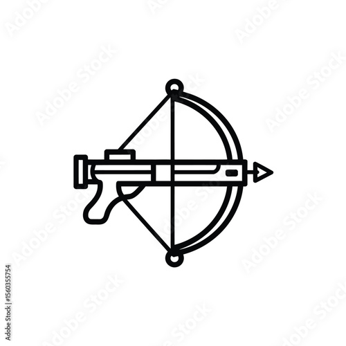 Simple outline icon of a crossbow with an arrow ready to fire
