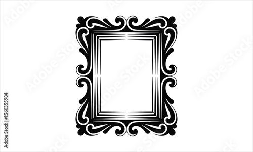 Elegant decorative frame design with intricate floral silhouette
