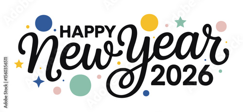 Happy New Year 2026 Handwritten Calligraphy Greeting
