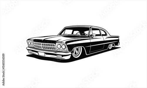 Classic car silhouette for automotive design and branding projects
