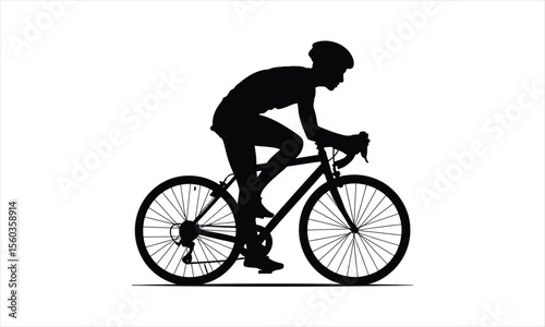 Dynamic cyclist in motion striking silhouette against a vibrant background