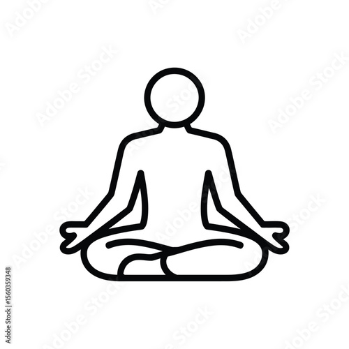 Simple line art icon of a person meditating in a lotus pose