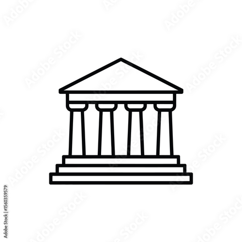 Simple outline icon of a classical building with columns and pediment