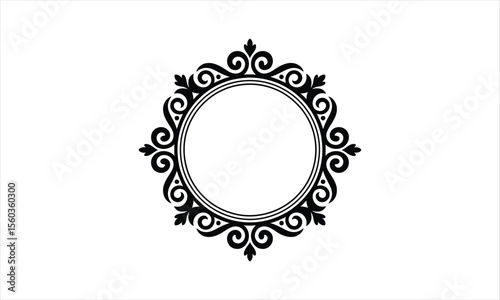 Elegant decorative frame and border design with a silhouette accent