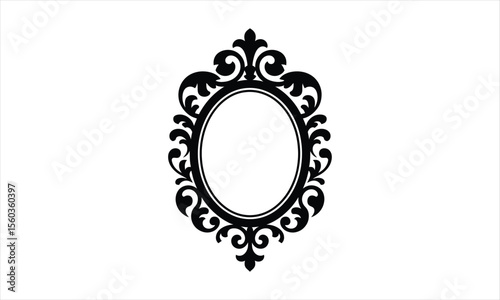 Elegant decorative frame border design with intricate floral silhouette
