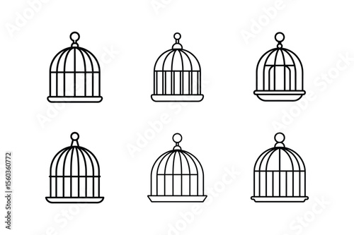 bird cage icon line art vector illustration