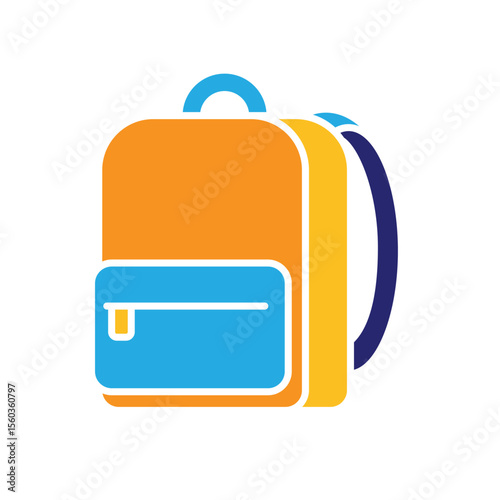 education icon. school. school bag or backpack with white background. smart. Flat design style