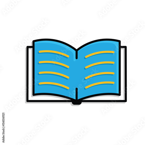 education icon. book or ebook. open book with writing inside. smart. Mixed design style