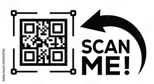 Scan QR code icon. Digital scanning qr code. QR code scan for smartphone. Scan Here text on top of the qr code
