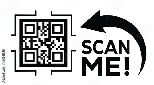 Scan QR code icon. Digital scanning qr code. QR code scan for smartphone. Scan Here text on top of the qr code