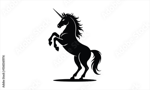 Majestic horse in silhouette galloping across a field silhouette