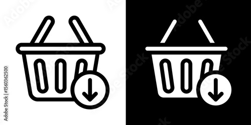 shopping basket line and glyph icon, outline and glyph vector sign, linear and glyph style pictogram isolated on white and black. ecommerce symbol, logo, icon, illustration