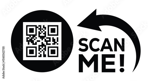 Scan QR code icon. Digital scanning qr code. QR code scan for smartphone. Scan Here text on top of the qr code