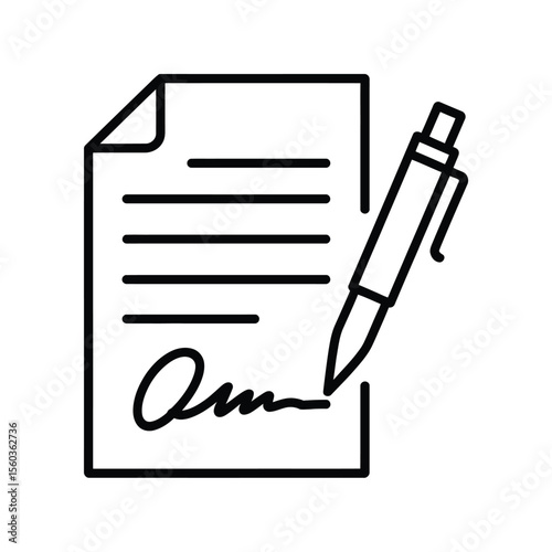 Document with signature and pen icon representing agreement and contract signing