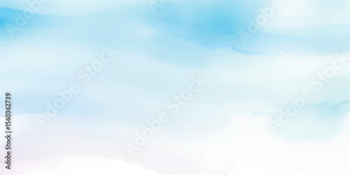 Light Blue Watercolor Background with Aquarelle Paper Texture – Hand-Painted Soft Brush Strokes on Wet White Canvas for Elegant Stationery, Poster Design, or Web Banner Art

