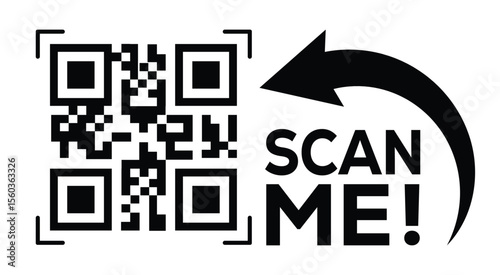 Scan QR code icon. Digital scanning qr code. QR code scan for smartphone. Scan Here text on top of the qr code