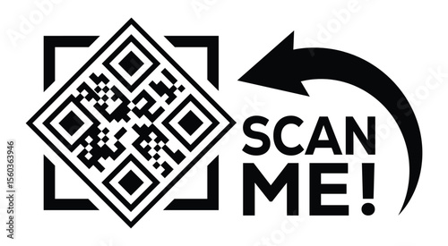Scan QR code icon. Digital scanning qr code. QR code scan for smartphone. Scan Here text on top of the qr code