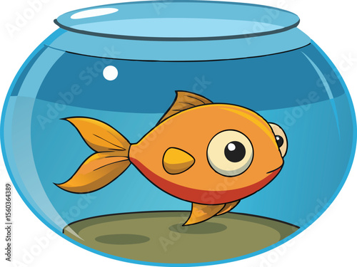 Layered Goldfish Bowl Illustration Design.