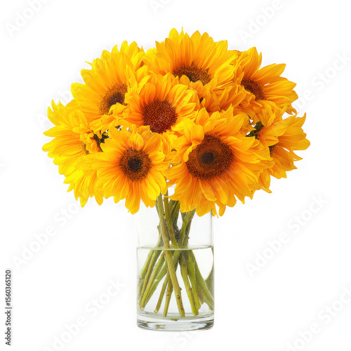 Wallpaper Mural A vibrant bouquet of bright yellow sunflowers in a clear glass vase isolated on transparent background Torontodigital.ca