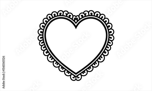 Elegant heart ornament silhouette with floral accents