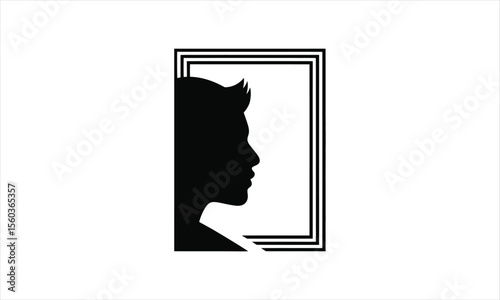 Stylized male face silhouette with expressive features