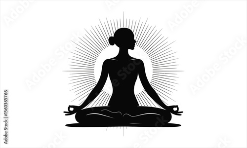 Serene person meditating peacefully silhouette design