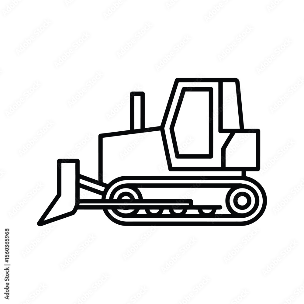 Naklejka premium Simple outline illustration of a bulldozer on a white background