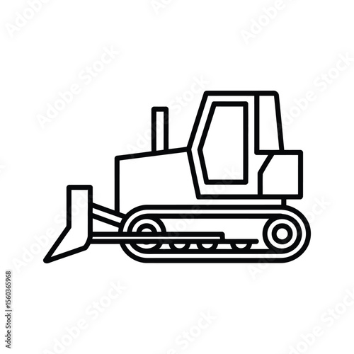 Simple outline illustration of a bulldozer on a white background