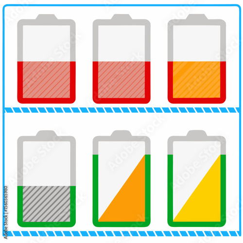 set of  battery icons