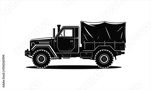 Military truck silhouette vector design