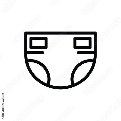 Simple black line art icon of a baby diaper on a white background