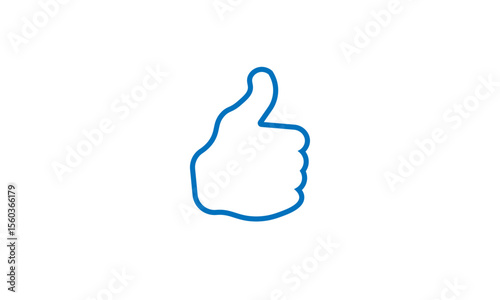 Outline Blue Thumbs Up Icon – Symbol of Approval and Positive Feedback