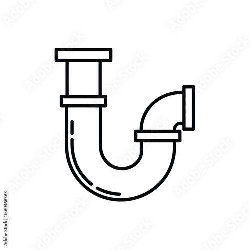Simple black line drawing of a plumbing trap pipe on a white background