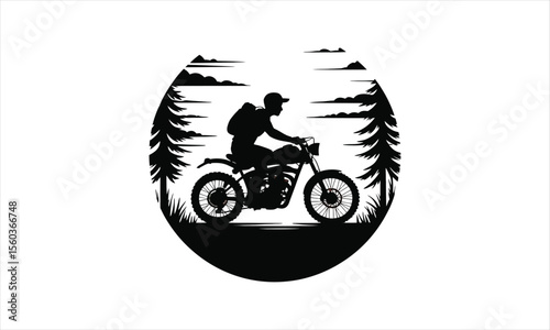 Dynamic motorcyclist silhouette in action