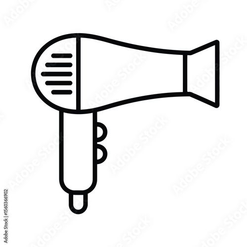 Simple black outline icon of a hairdryer on a white background