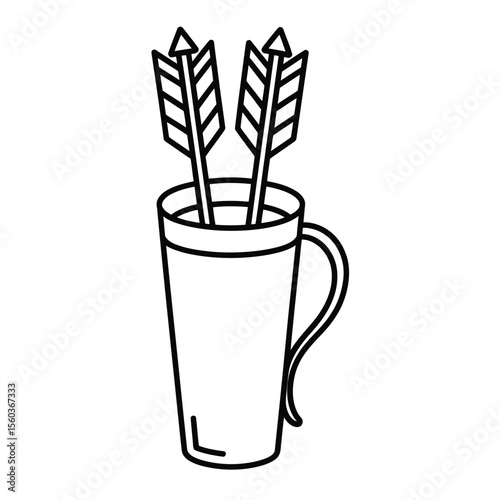 Simple line art icon of a quiver with two arrows for archery