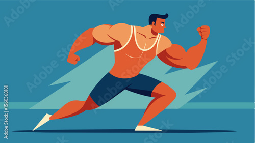 A track and field athlete uses their muscular physique and athletic abilities to inspire other men to focus on health and strength rather than appearance.. Vector illustration