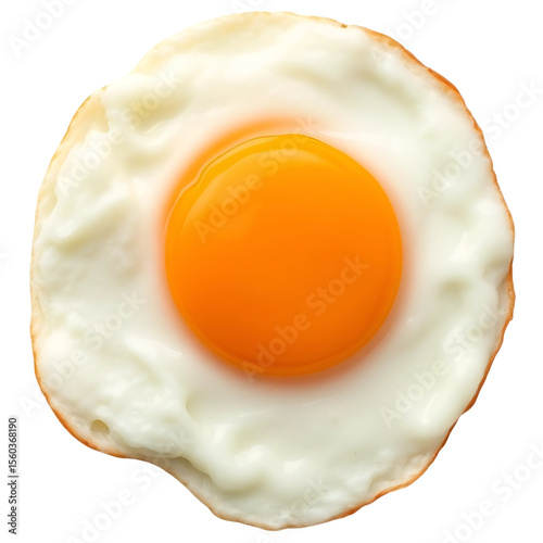Isolated fried egg with one yolk, transparent background