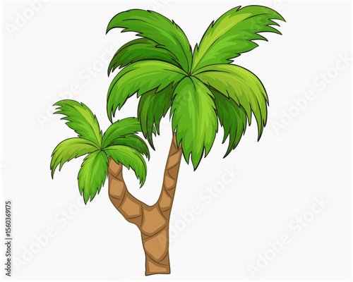 Tropical Twin Palm Tree Vector Illustration