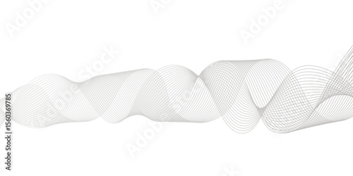Abstract white and gray wave line futuristic technology flowing particles. modern curved wave smooth stripe seamless pattern. digital frequency track equalizer. stylized wave line art background.
