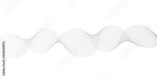 Abstract white and gray wave line futuristic technology flowing particles. modern curved wave smooth stripe seamless pattern. digital frequency track equalizer. stylized wave line art background.