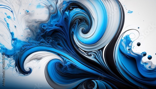 abstract ink swirl in blue and black