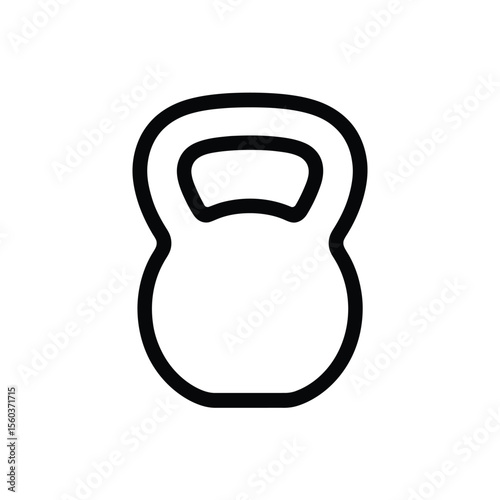 Simple black outline icon of a kettlebell on a white background for fitness and exercise