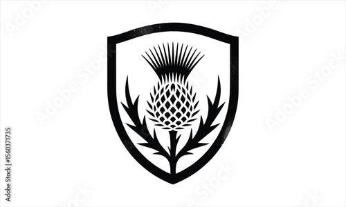Elegant thistle flower silhouette with delicate petals and stem