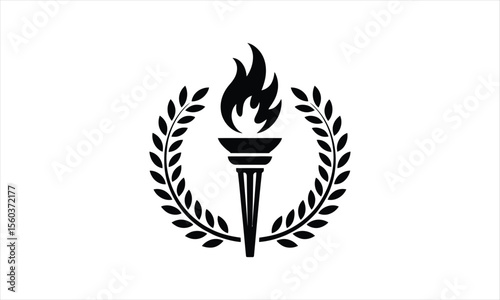 Stylized torch flame silhouette with subtle color gradients
