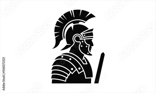 Dynamic warrior silhouette in action vector design