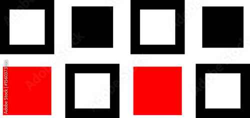 Red and Black geometric designs.